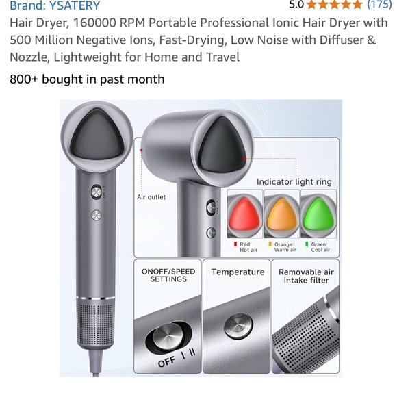 High speed hair  dryer NWT - Picture 3 of 5